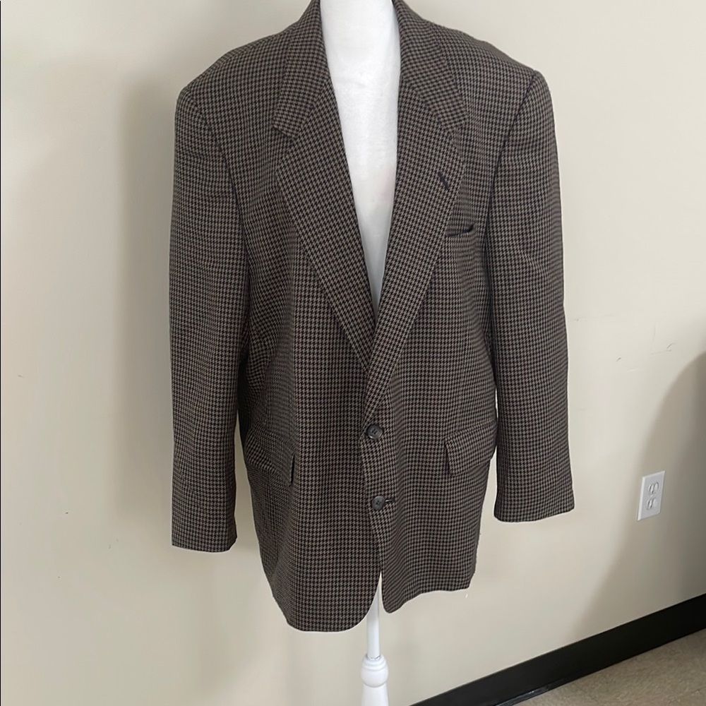 Vintage 90s Gianelli Houndstooth Wool Blend Blazer Sport Coat Jacket Men's 46R@